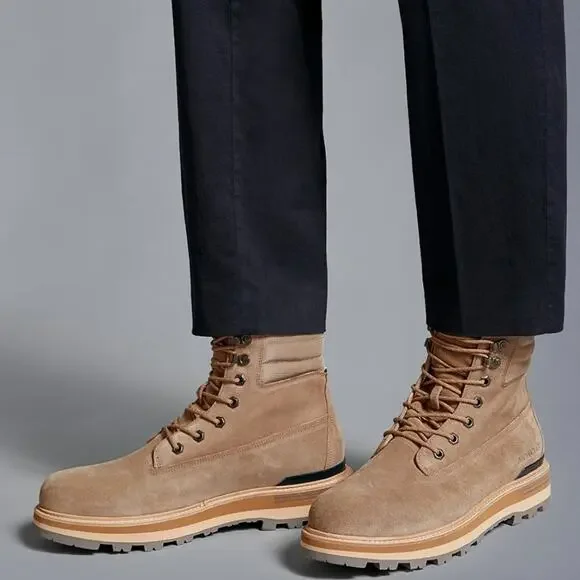 NWT$875 Moncler Men's Peka Leather Lace-Up Hiking Boots Sz 39 EU (US 6)